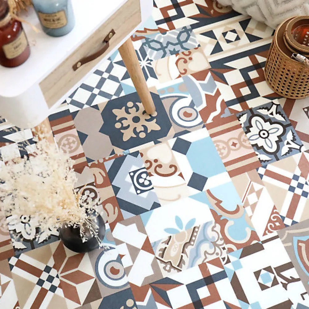 Décoweb Dalle Et Lame Pvc<Dalle sol PVC Clipsable Mix and Match - Click 5G - Carreaux de ciment patchwork terracotta - Paquet de 1,49 m²