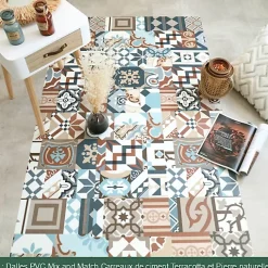 Décoweb Dalle Et Lame Pvc<Dalle sol PVC Clipsable Mix and Match - Click 5G - Carreaux de ciment patchwork terracotta - Paquet de 1,49 m²