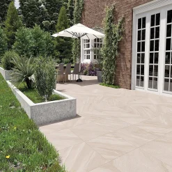Concept Mosaïque Dalle sur plots VALAR BEIGE 60x60x2 cm effet pierre antidérapant R11- Carrelage Sol Effet Pierre