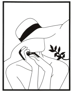 Mauro Ferretti Déco murale en métal noir pour femme avec chapeau 60x1x80 cm- Panneau Tasseau Bois