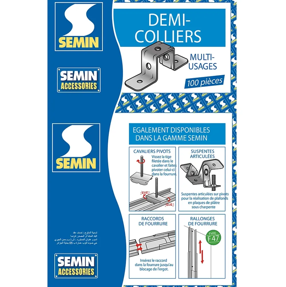 Semin Bois De Charpente<Demi Collier Multi-usages , boite de 100 (Lot de 200)