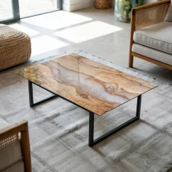 Wallfluent Plateau En Verre<Dessus de table en verre trempé 80x60 cm Bois naturel avec résine