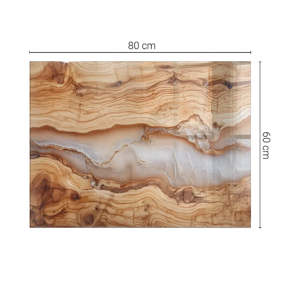 Wallfluent Plateau En Verre<Dessus de table en verre trempé 80x60 cm Bois naturel avec résine