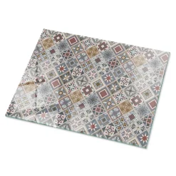 Wallfluent Dessus de table en verre trempé 80x60 cm Motif mosaïque avec ornements- Plateau En Verre