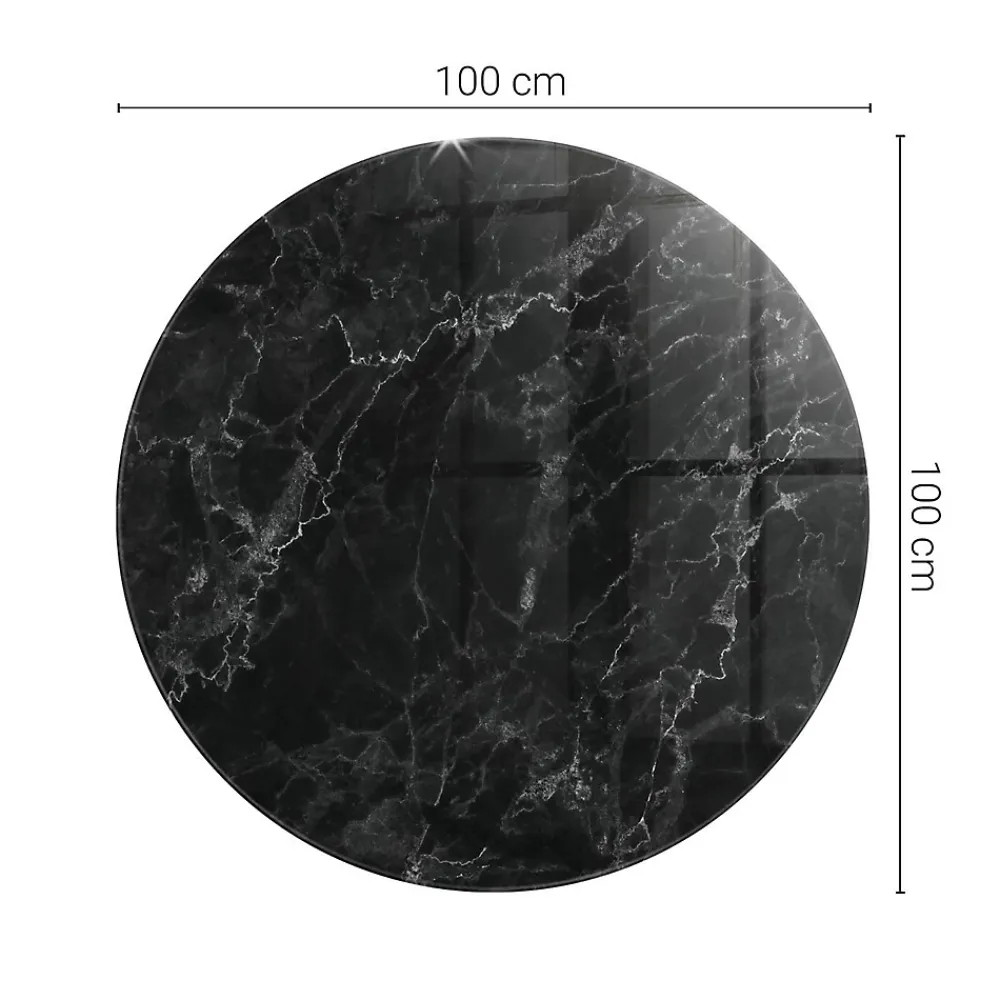 Wallfluent Plateau En Verre<Dessus de table en verre trempé fi100 cm Motif de marbre veiné
