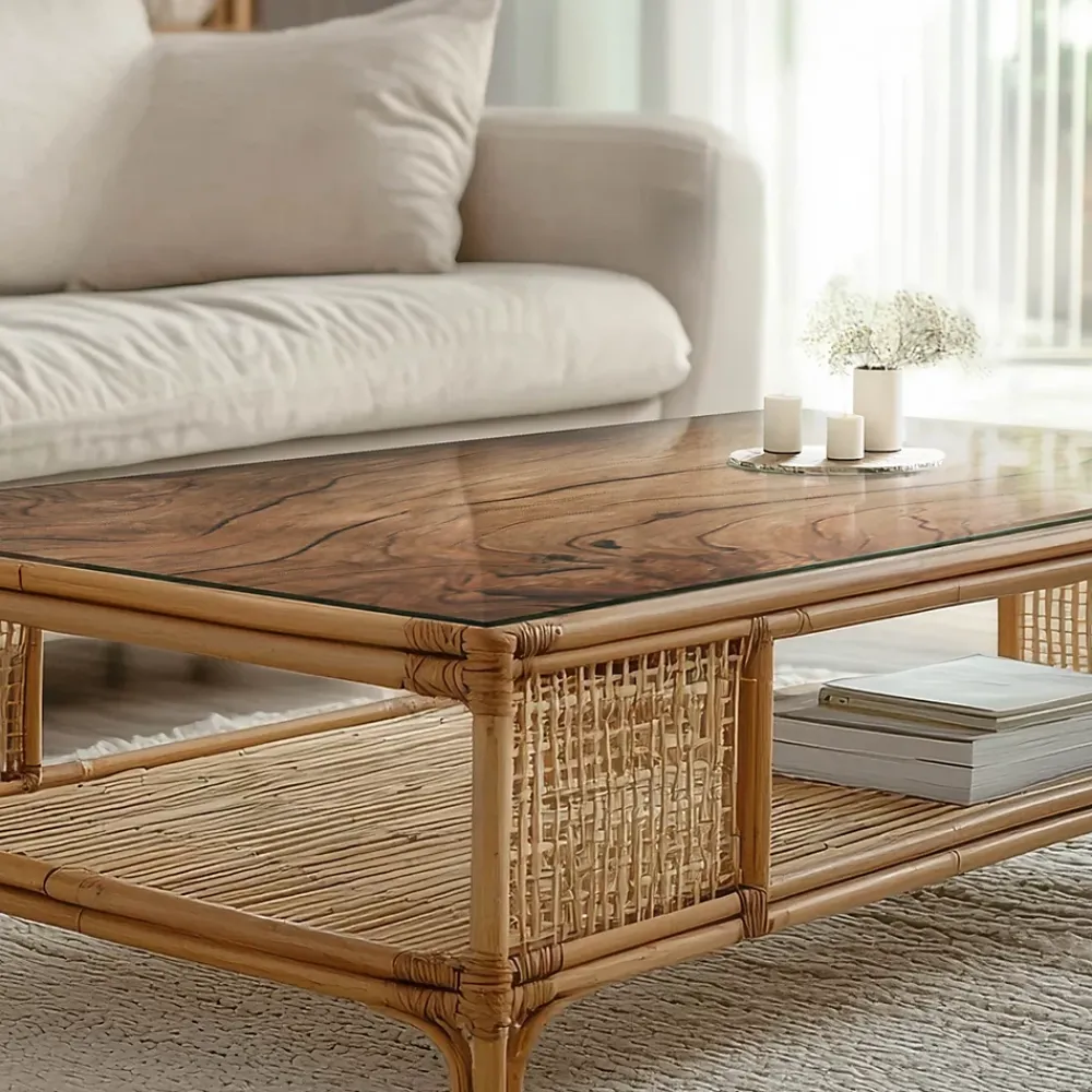 Wallfluent Dessus de table en verre trempé 140x70 cm Motif bois- Plateau En Verre