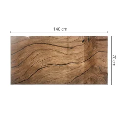 Wallfluent Dessus de table en verre trempé 140x70 cm Motif bois- Plateau En Verre
