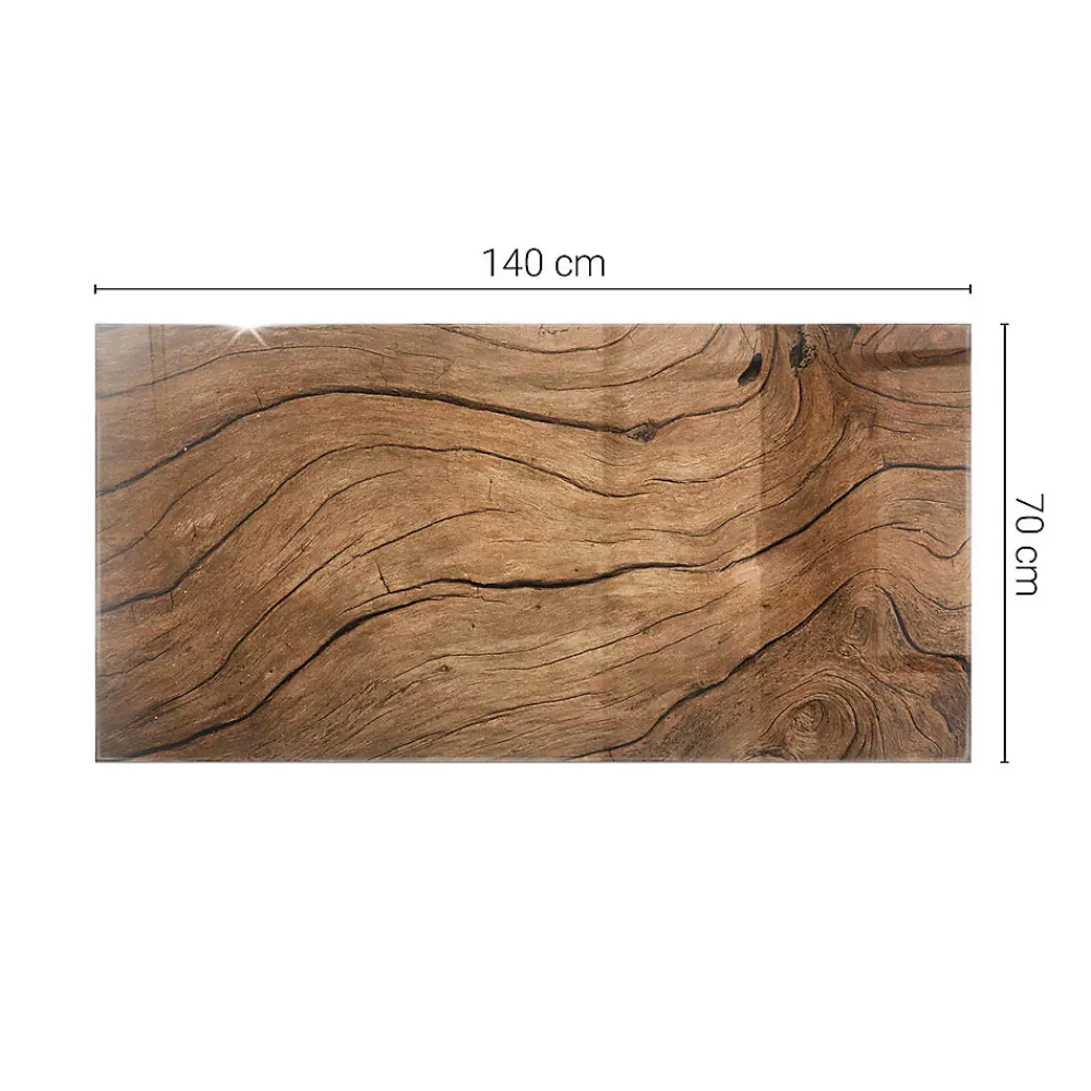 Wallfluent Dessus de table en verre trempé 140x70 cm Motif bois- Plateau En Verre