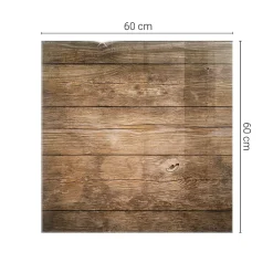 Wallfluent Dessus de table en verre trempé 60x60 cm Structure de planches en bois- Plateau En Verre