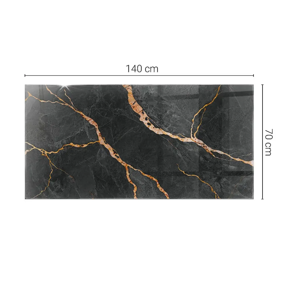 Wallfluent Plateau En Verre<Dessus de table en verre trempé 140x70 cm Motif marbré avec veines