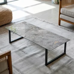 Wallfluent Dessus de table en verre trempé 125x50 cm Motif naturel de marbre- Plateau En Verre