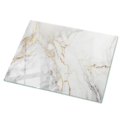 Wallfluent Dessus de table en verre trempé 80x60 cm Marbre élégant avec veines- Plateau En Verre