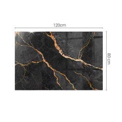 Wallfluent Dessus de table en verre trempé 120x80 cm Motif marbré avec veines- Plateau En Verre