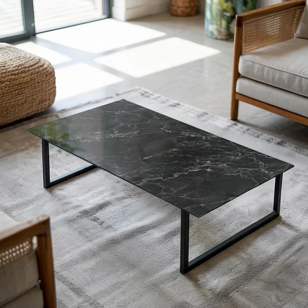 Wallfluent Plateau En Verre<Dessus de table en verre trempé 140x70 cm Motif de marbre veiné