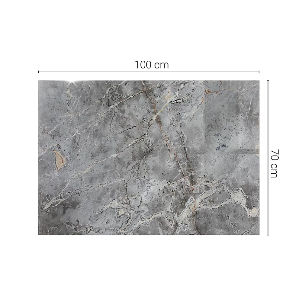 Wallfluent Dessus de table en verre trempé 100x70 cm Motif naturel de marbre- Plateau En Verre