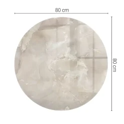 Wallfluent Dessus de table en verre trempé fi80 cm Motif texturé de marbre- Plateau En Verre