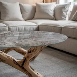 Wallfluent Plateau En Verre<Dessus de table en verre trempé fi50 cm Motif naturel de marbre