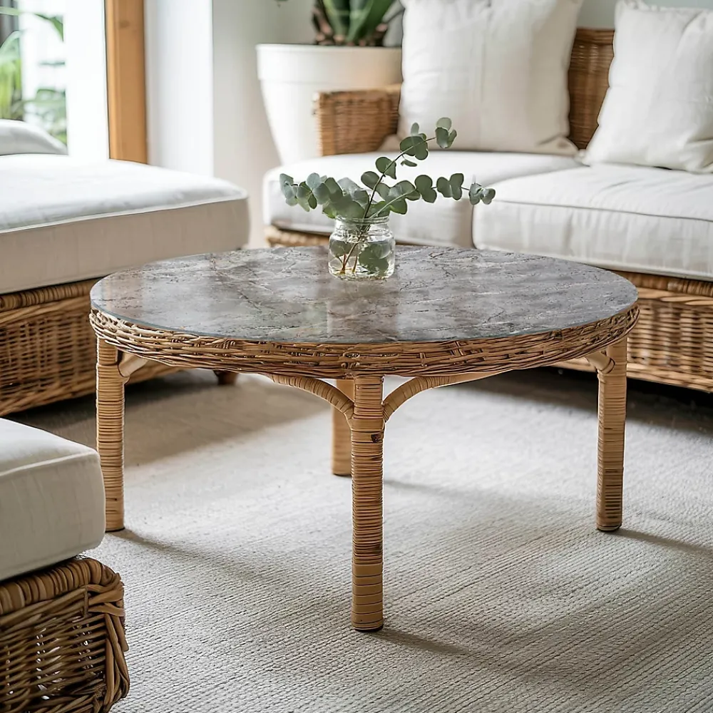 Wallfluent Plateau En Verre<Dessus de table en verre trempé fi50 cm Motif naturel de marbre