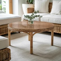 Wallfluent Plateau En Verre<Dessus de table en verre trempé fi90 cm Motif naturel du bois