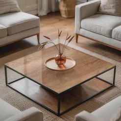 Wallfluent Plateau En Verre<Dessus de table en verre trempé 60x60 cm Motif naturel du bois