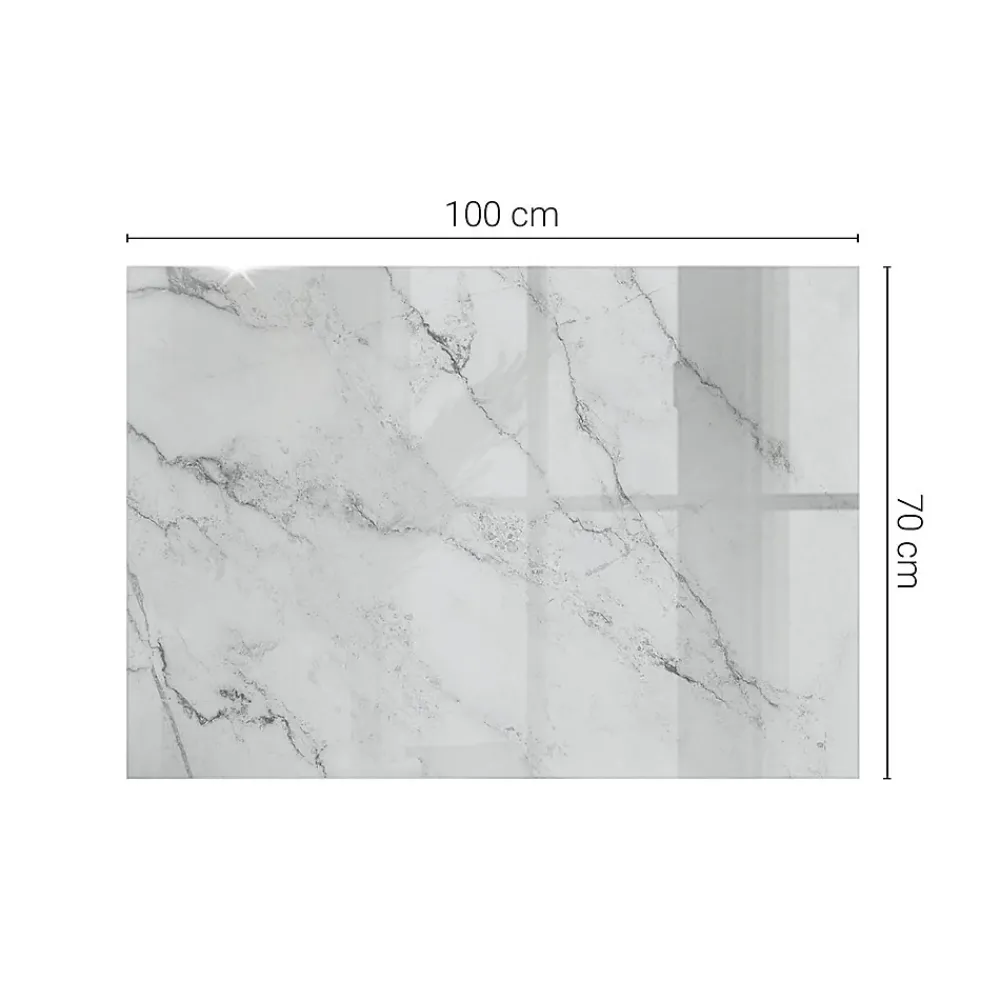 Wallfluent Dessus de table en verre trempé 100x70 cm Motif de surface en marbre- Plateau En Verre