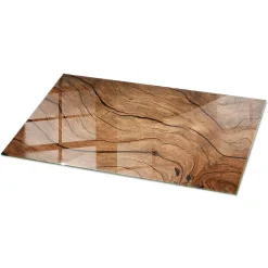 Wallfluent Dessus de table en verre trempé 100x50 cm Motif bois- Plateau En Verre