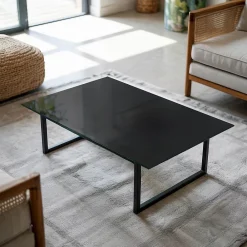 Wallfluent Dessus de table en verre trempé 100x70 cm Couleur noire lisse- Plateau En Verre