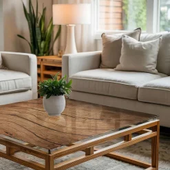 Wallfluent Plateau En Verre<Dessus de table en verre trempé 60x60 cm Motif bois