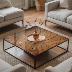 Wallfluent Plateau En Verre<Dessus de table en verre trempé 60x60 cm Motif bois