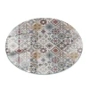 Wallfluent Dessus de table en verre trempé fi70 cm Motif mosaïque avec ornements- Plateau En Verre