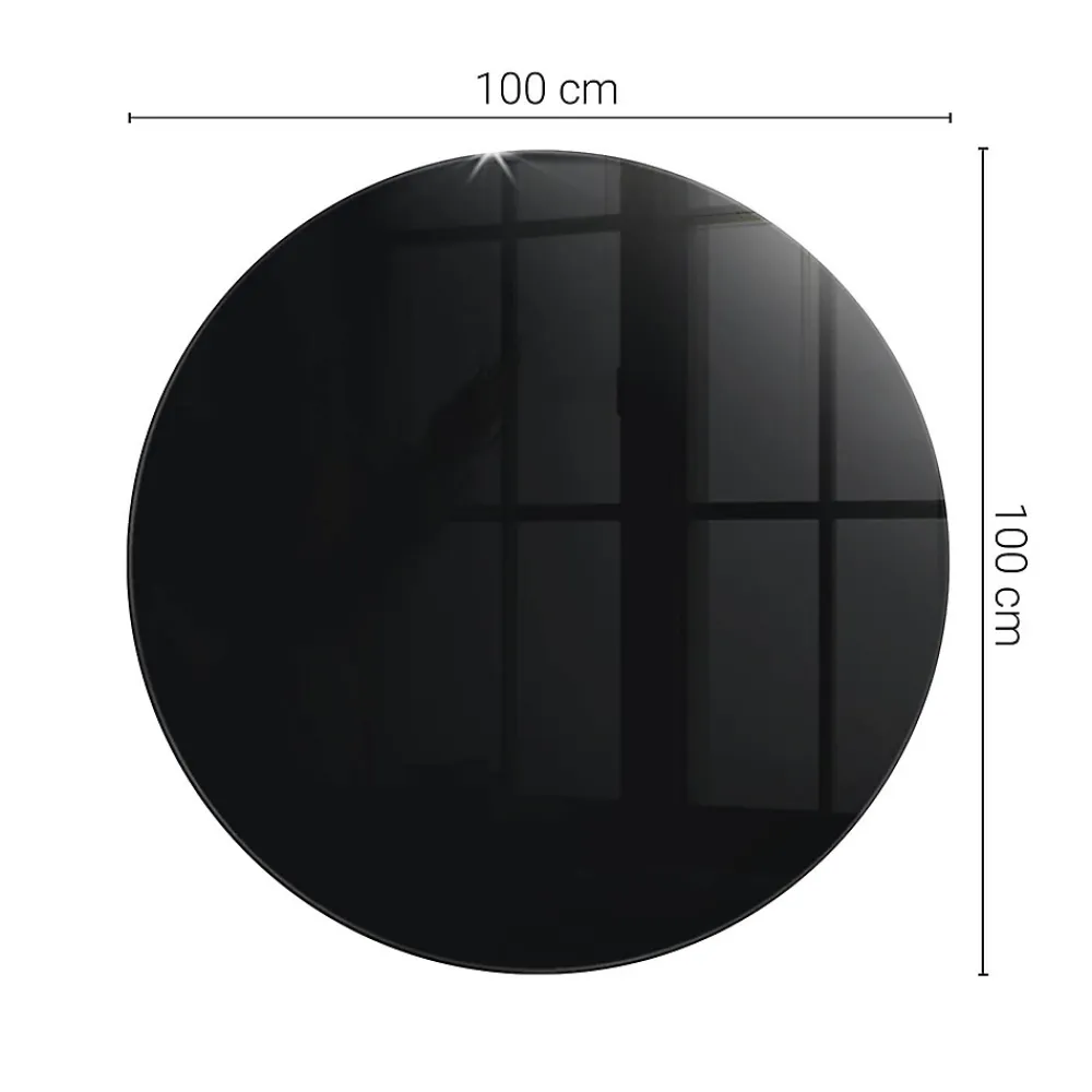 Wallfluent Dessus de table en verre trempé fi100 cm Couleur noire lisse- Plateau En Verre