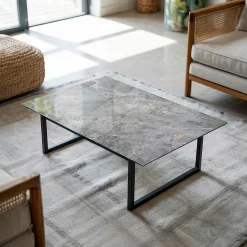 Wallfluent Dessus de table en verre trempé 80x60 cm Motif naturel de marbre- Plateau En Verre