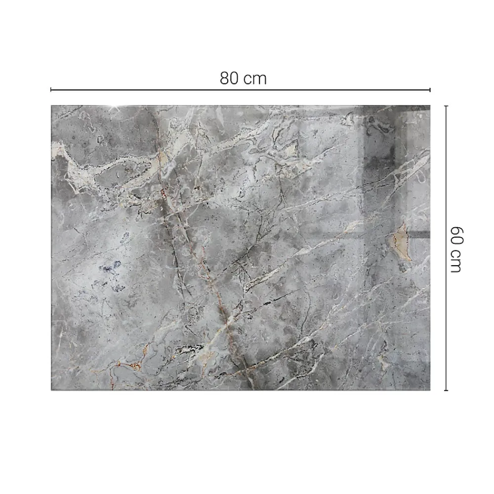 Wallfluent Dessus de table en verre trempé 80x60 cm Motif naturel de marbre- Plateau En Verre