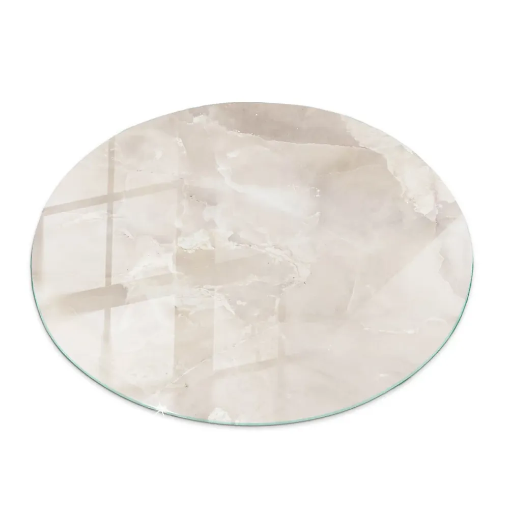 Wallfluent Dessus de table en verre trempé fi100 cm Motif texturé de marbre- Plateau En Verre