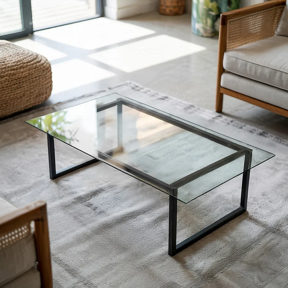 Wallfluent Dessus de table en verre trempé 100x50 cm Transparent- Plateau En Verre