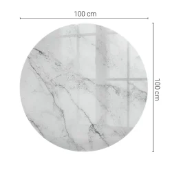 Wallfluent Dessus de table en verre trempé fi100 cm Motif de surface en marbre- Plateau En Verre