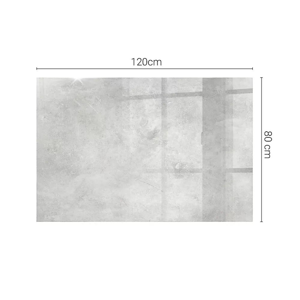 Wallfluent Dessus de table en verre trempé 120x80 cm Texture de béton avec fissures- Plateau En Verre