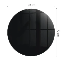 Wallfluent Dessus de table en verre trempé fi70 cm Couleur noire lisse- Plateau En Verre
