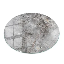 Wallfluent Dessus de table en verre trempé fi90 cm Motif naturel de marbre- Plateau En Verre