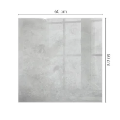 Wallfluent Dessus de table en verre trempé 60x60 cm Texture de béton avec fissures- Plateau En Verre