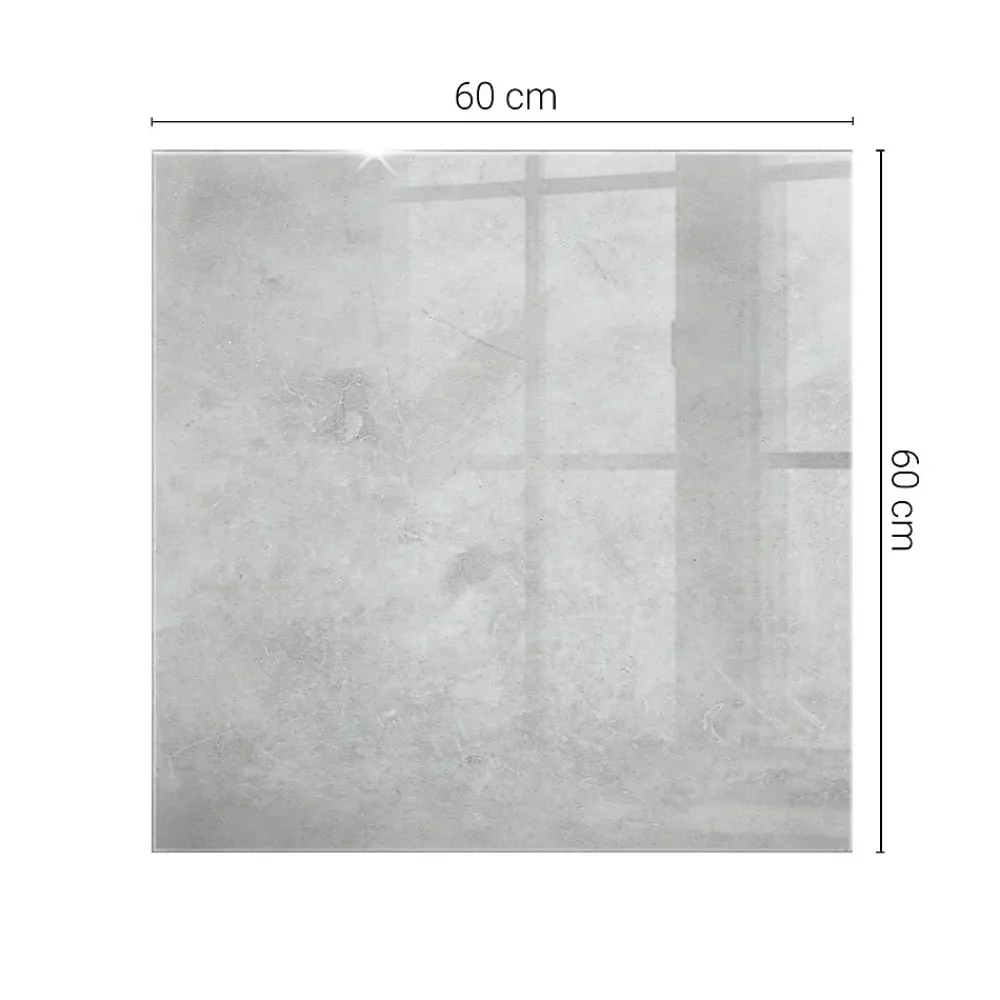 Wallfluent Dessus de table en verre trempé 60x60 cm Texture de béton avec fissures- Plateau En Verre