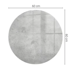 Wallfluent Dessus de table en verre trempé fi60 cm Texture de béton avec fissures- Plateau En Verre