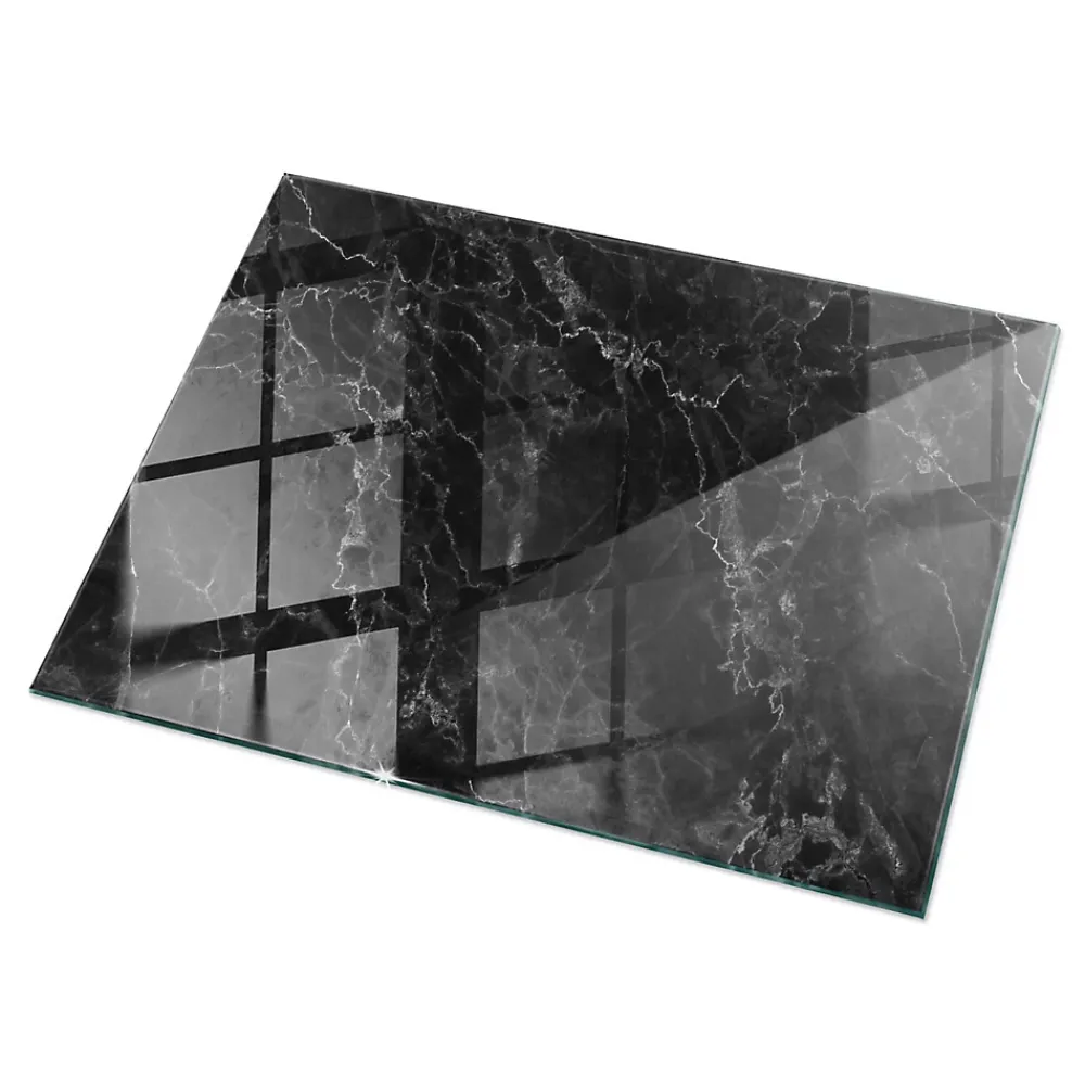 Wallfluent Dessus de table en verre trempé 120x80 cm Motif de marbre veiné- Plateau En Verre