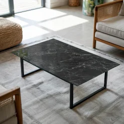 Wallfluent Dessus de table en verre trempé 120x80 cm Motif de marbre veiné- Plateau En Verre