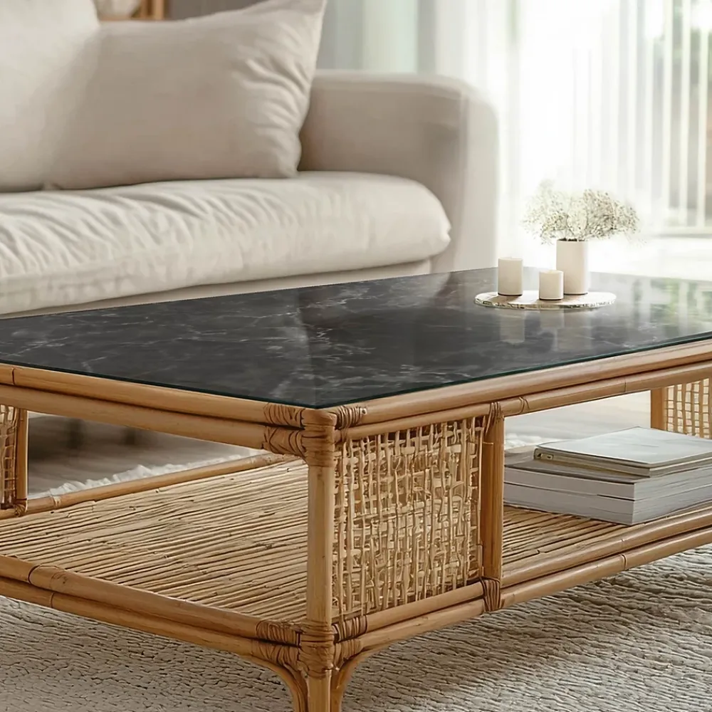 Wallfluent Dessus de table en verre trempé 120x80 cm Motif de marbre veiné- Plateau En Verre
