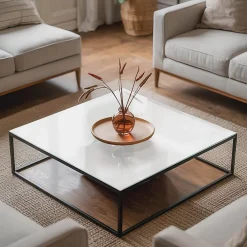 Wallfluent Dessus de table en verre trempé 50x50 cm Couleur blanche lisse- Plateau En Verre