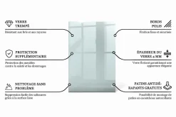 Wallfluent Dessus de table en verre trempé 120x80 cm Transparent- Plateau En Verre