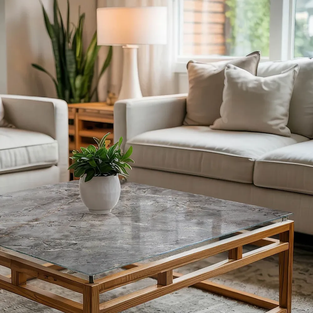 Wallfluent Plateau En Verre<Dessus de table en verre trempé 60x60 cm Motif naturel de marbre