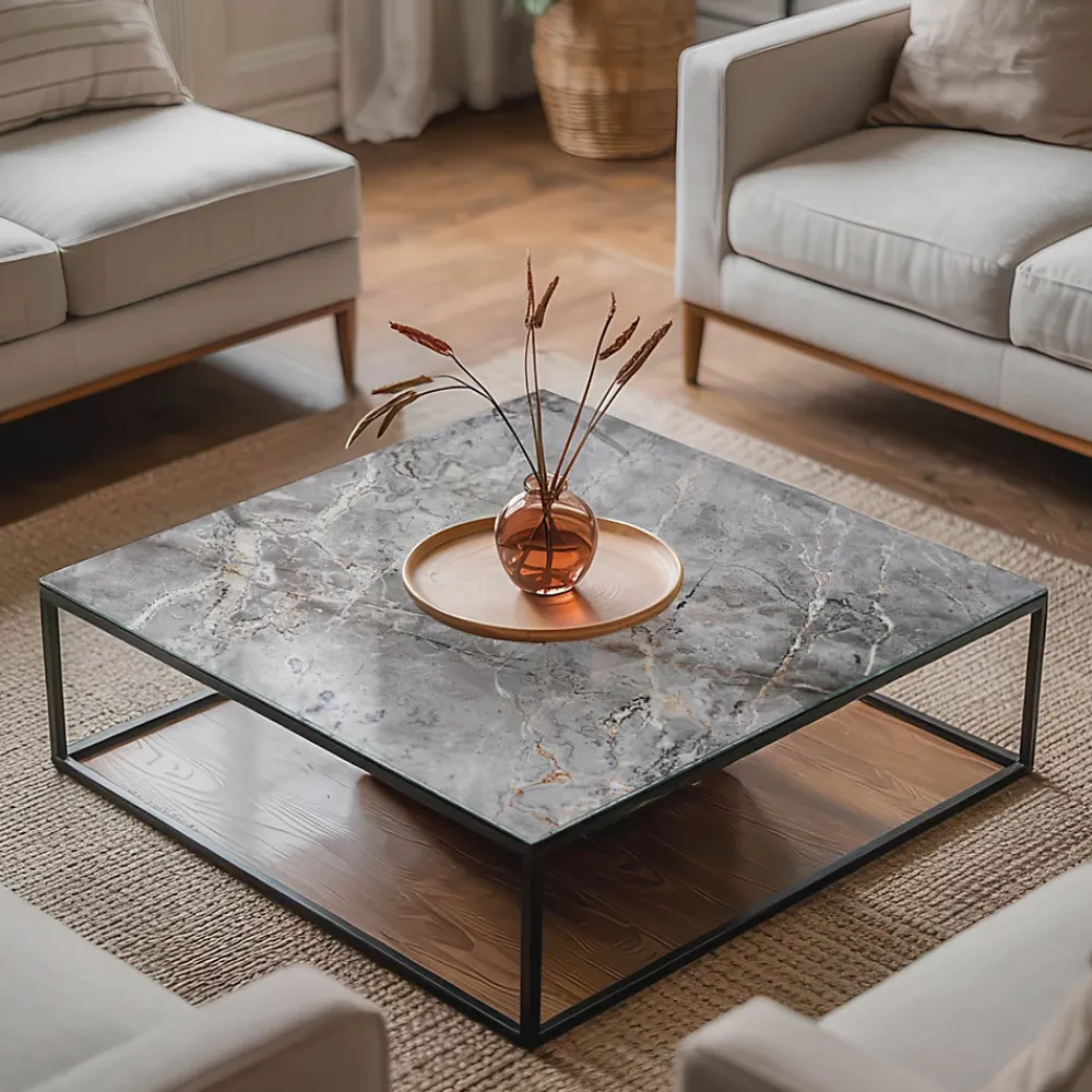 Wallfluent Plateau En Verre<Dessus de table en verre trempé 60x60 cm Motif naturel de marbre
