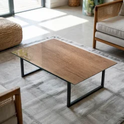 Wallfluent Dessus de table en verre trempé 100x70 cm Motif naturel du bois- Plateau En Verre